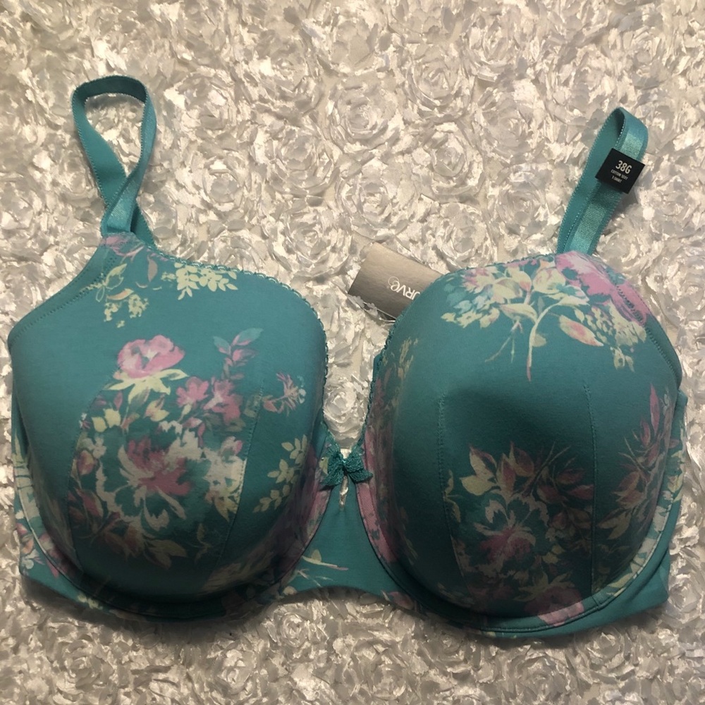 Torrid Aqua Floral Cotton Light Lined T-Shirt Bra